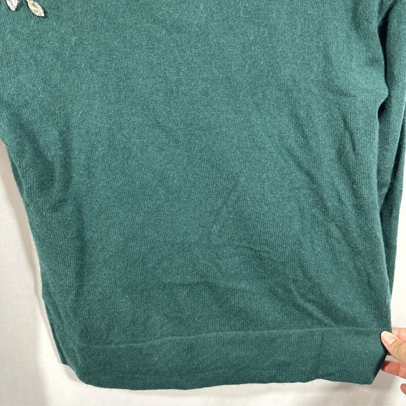 NWT‎ CHARTER CLUB [ Small ] 100% Cashmere Embellished Two-Way Sweater Green - Picture 6 of 15